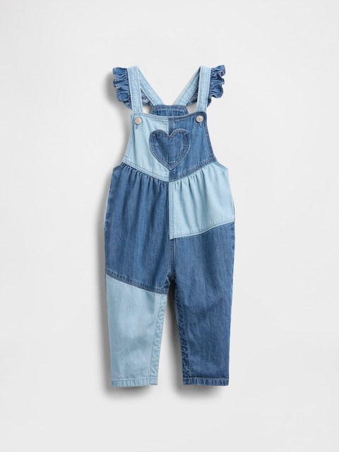 SALOPETTE EN DENIM DEUX TONS À MOTIF DE CŒUR POUR BÉBÉ