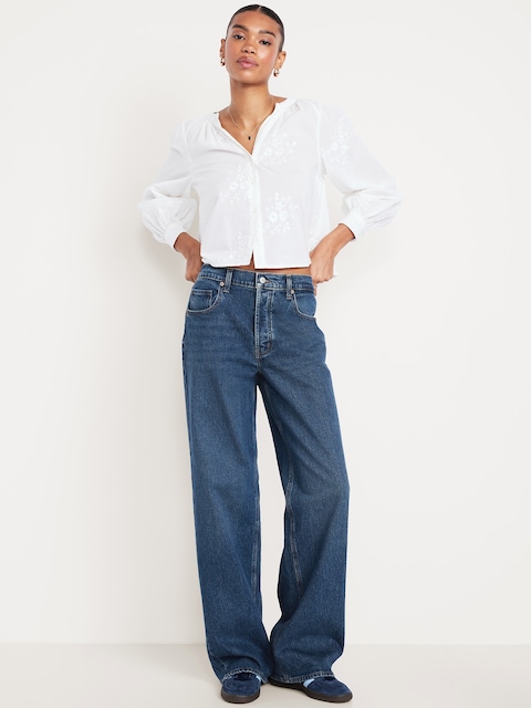 Mid-Rise Slouchy Wide-Leg Jeans