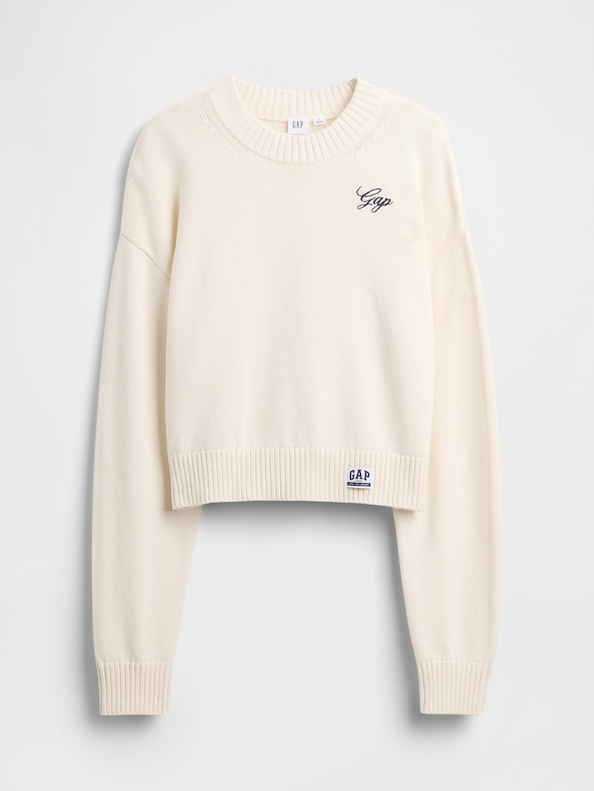 リラックスフィット クロップド クルーネックセーター-5