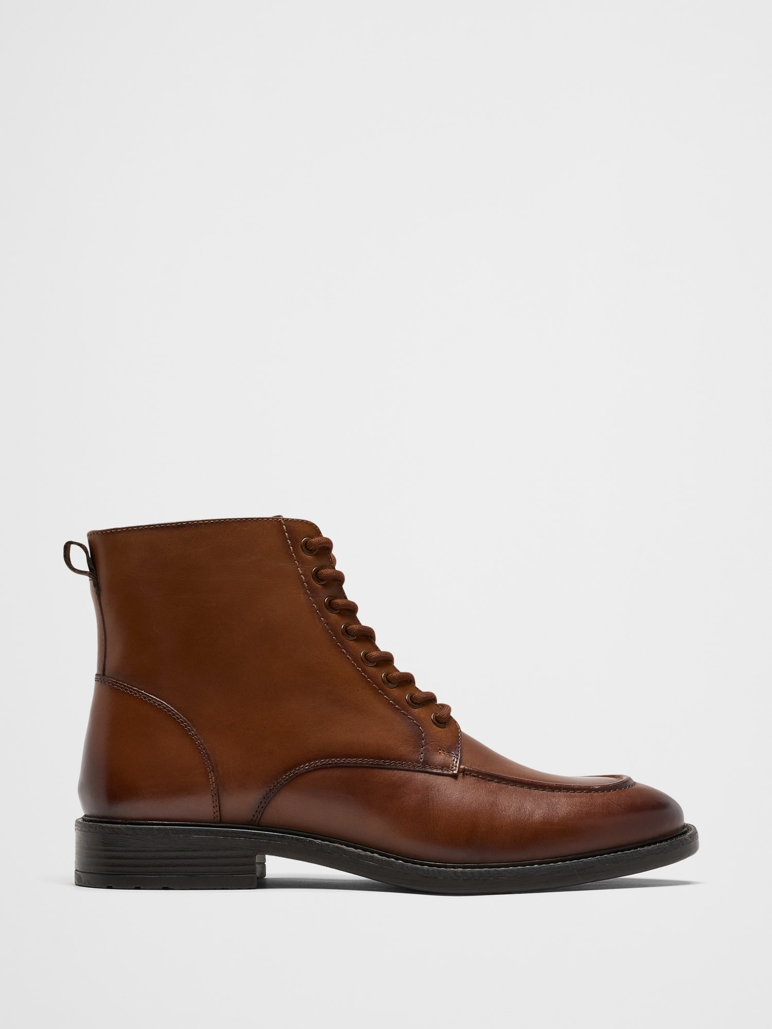 Smooth Leather Moc Toe Boot