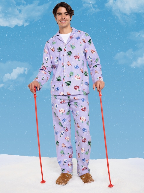 Printed Flannel Pajama Set for Men