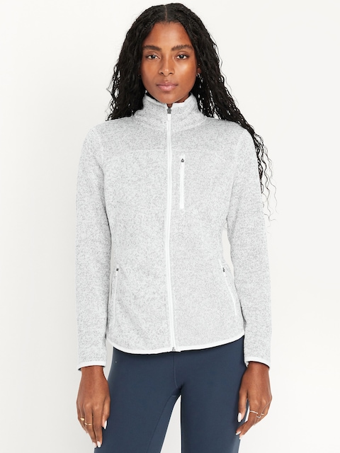 Fitted Sweater Fleece Zip Jacket