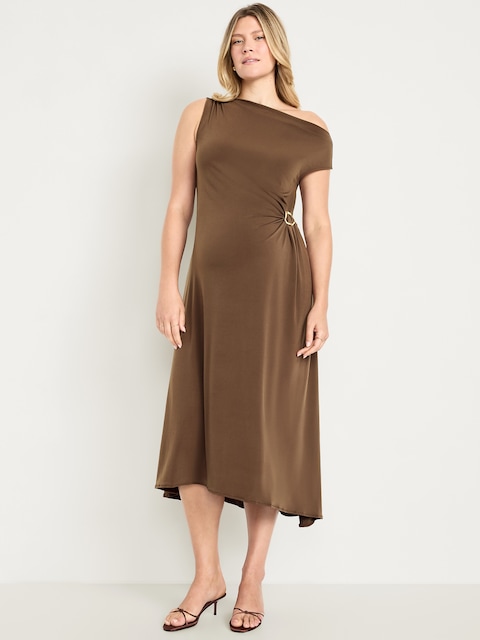 Maternity Asymmetrical Twist Drape Dress