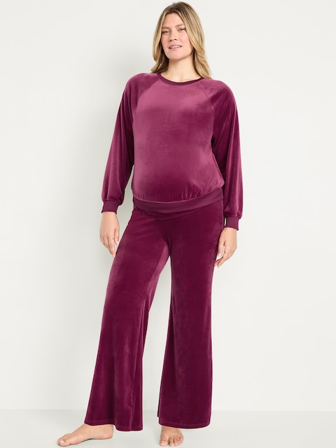 Maternity Velour Rollover Waist Pajama Pants
