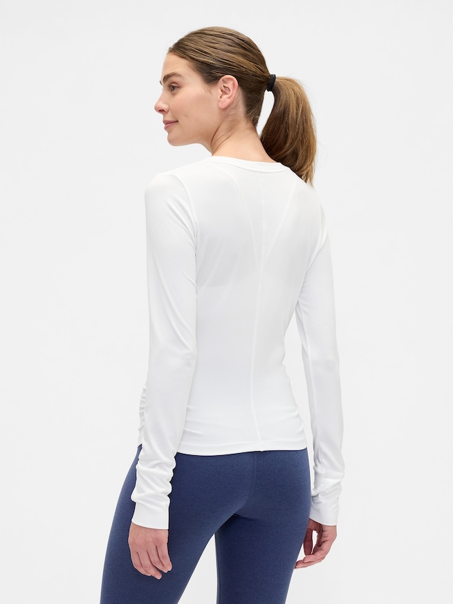 GapFit ブラッシュド ジャージー ルーシュTシャツ-1