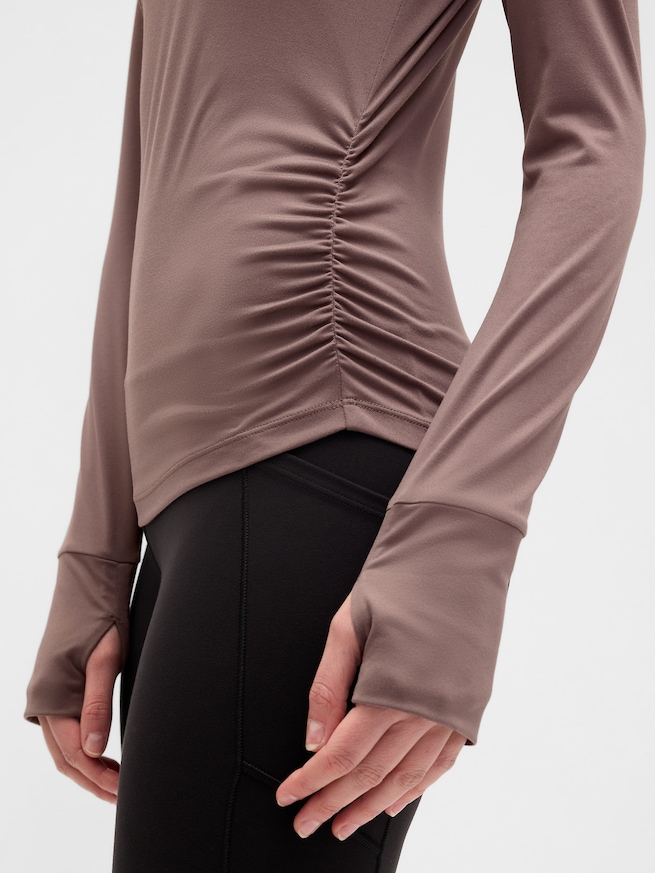 GapFit ブラッシュド ジャージー ルーシュTシャツ-3