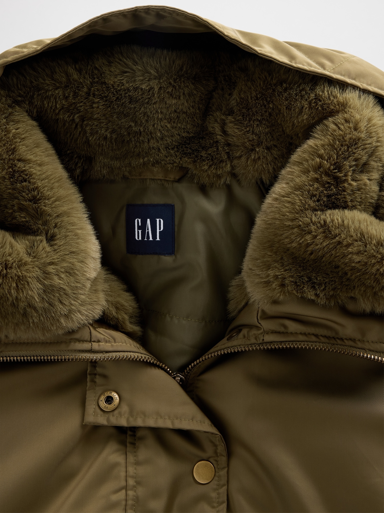 フェイクファー裏地フード ユーティリティジャケット-3