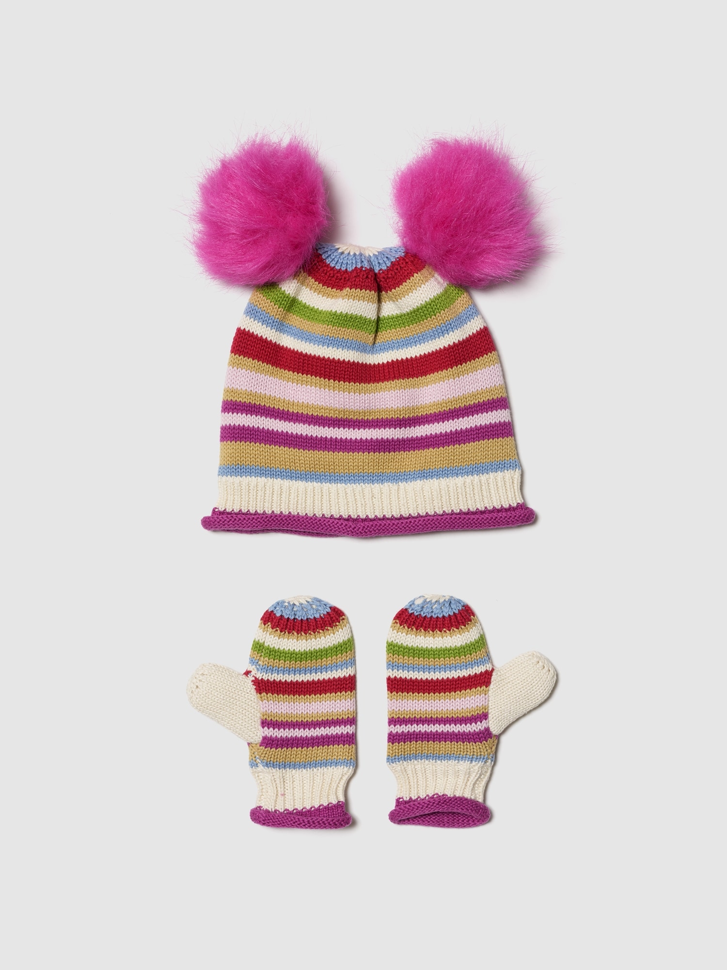 ポンポン ビーニー＆ミトンセット (幼児・ベビー)-0