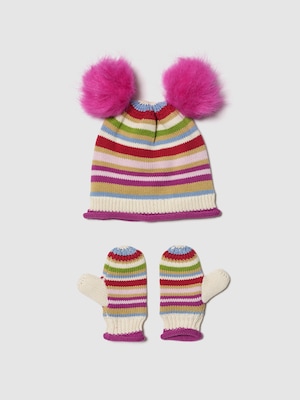ポンポン ビーニー＆ミトンセット (幼児・ベビー)