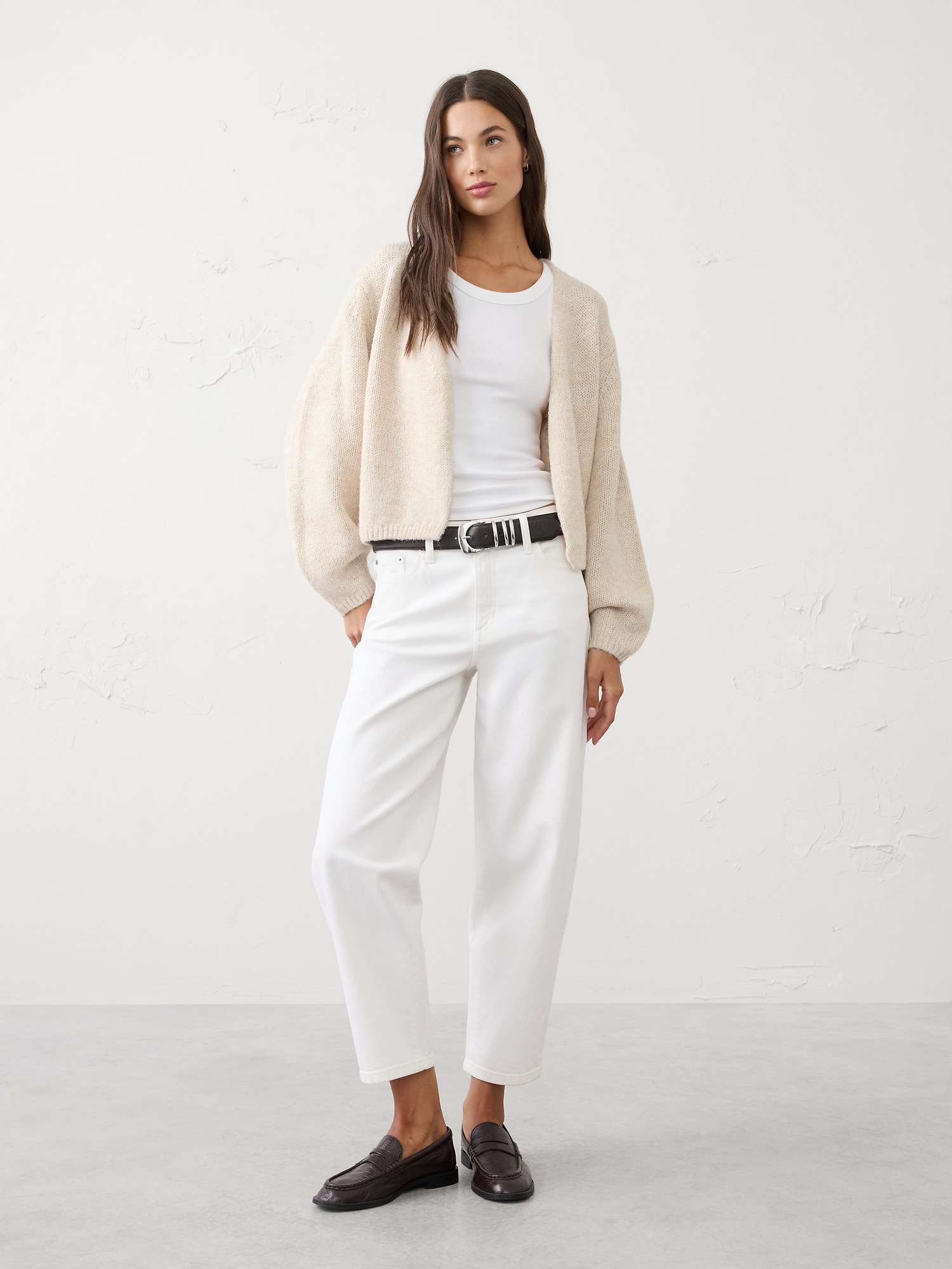 Brushed Cozy Open-Front Cardigan Sweater