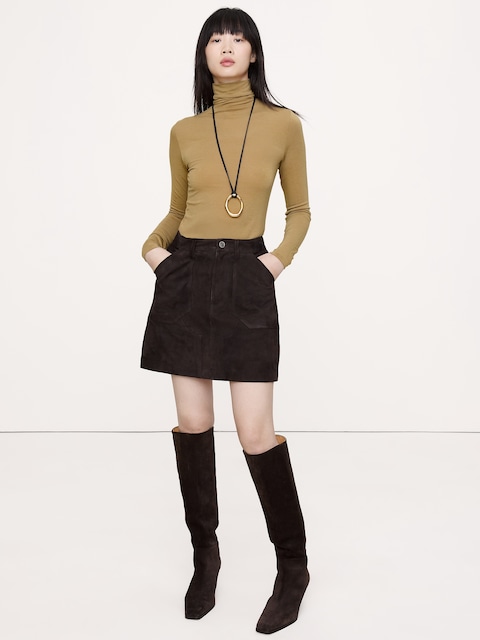 Luxe Wool-Blend Turtleneck T-Shirt