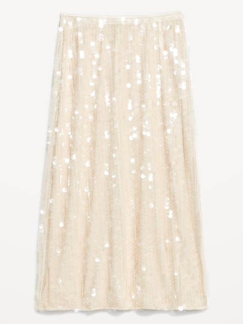 High-Waisted Sequin Midi Pencil Skirt