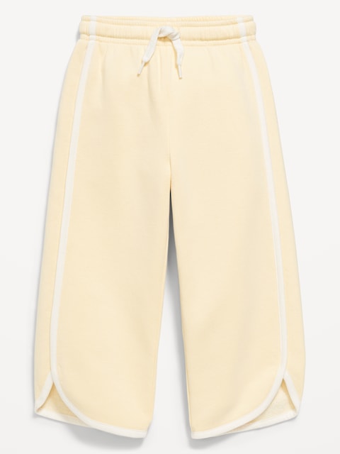 PANTALON EN COTON OUATÉ À OURLET ARRONDI FENDU, LONGUEUR 3/4 POUR TOUTE-PETITE