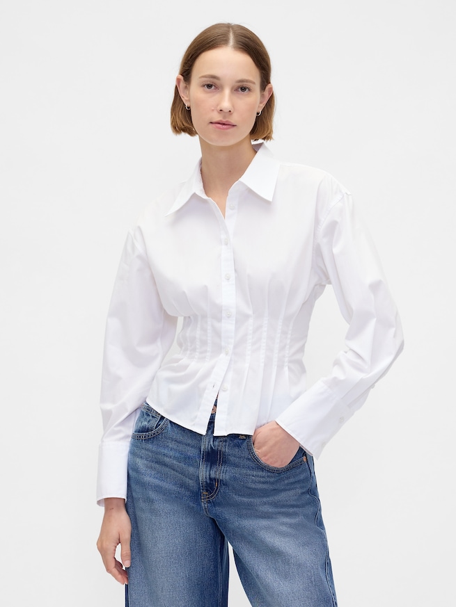 オーガニックコットン ポプリン フィットシャツ-0