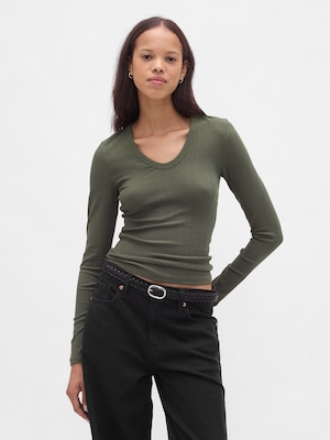 シアー モダンリブTシャツ