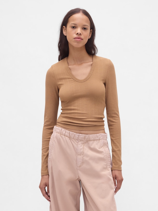 シアー モダンリブTシャツ-0