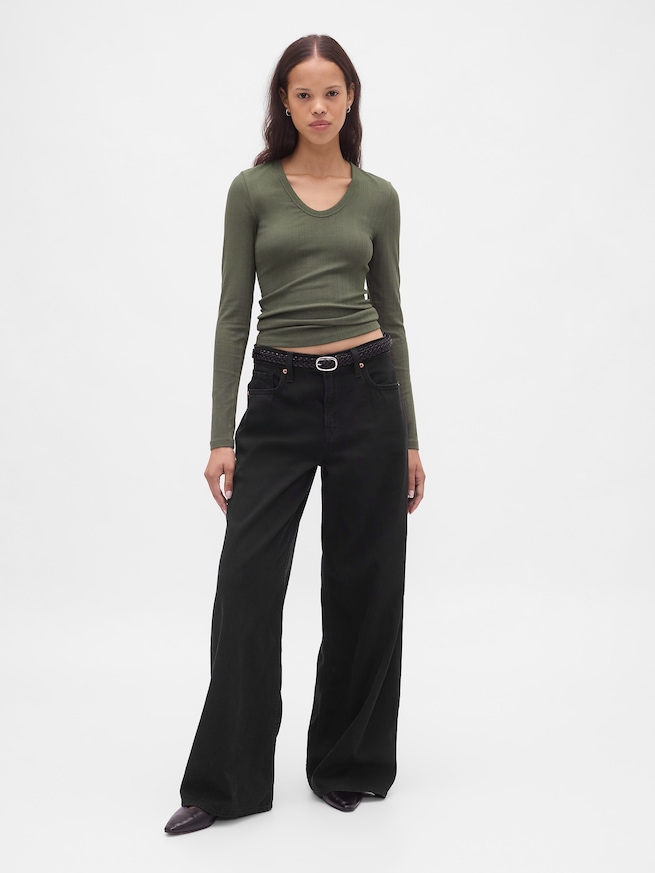 シアー モダンリブTシャツ-1