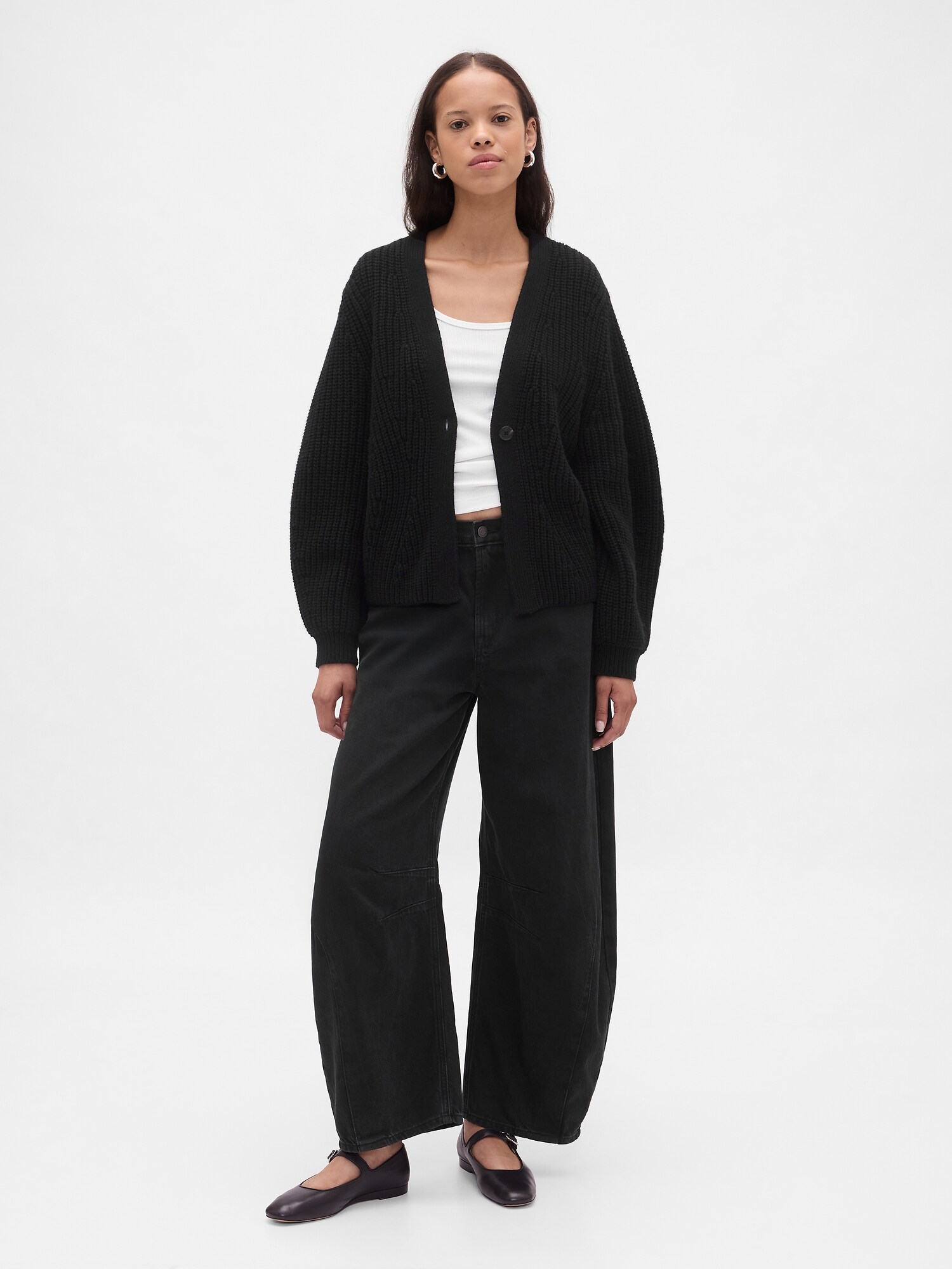 バレルスリーブ ニットカーディガン-1