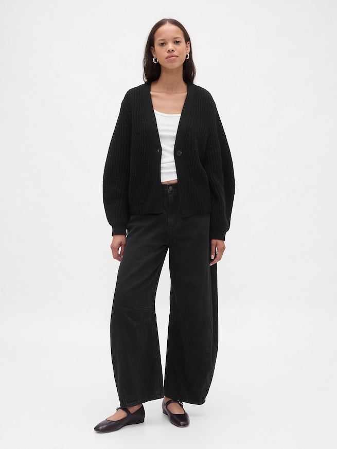 バレルスリーブ ニットカーディガン-1