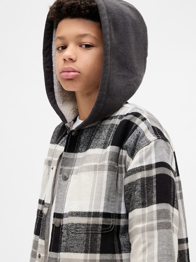 裏ボア フード付き フランネル シャケット (キッズ)-6