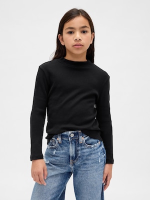 リブ モックネック Tシャツ (キッズ)