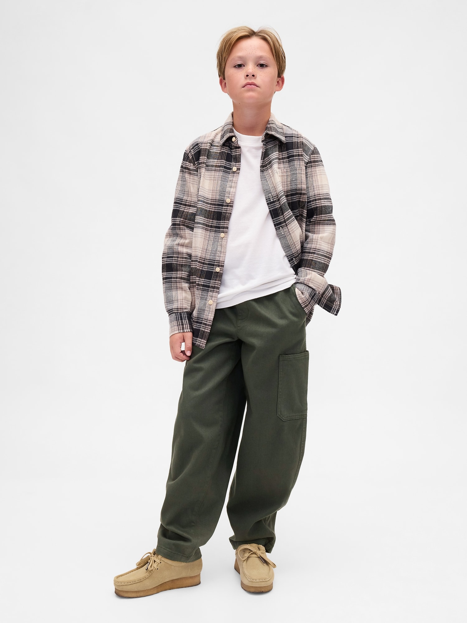 PANTALON CARGO JAMBE BALLON EFFILÉE ET DOUBLURE BROSSÉE POUR ENFANT