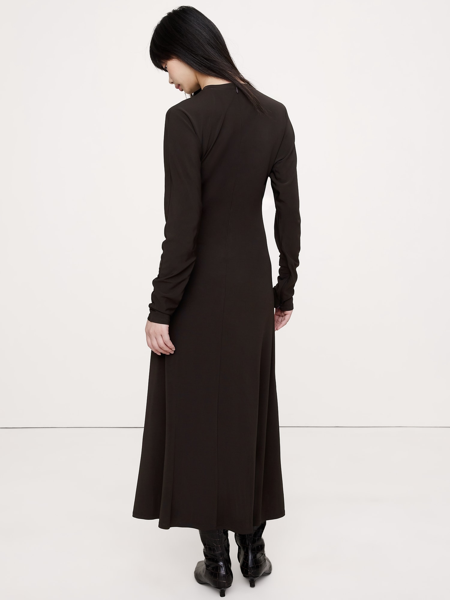 マット ジャージー ミディドレス-1