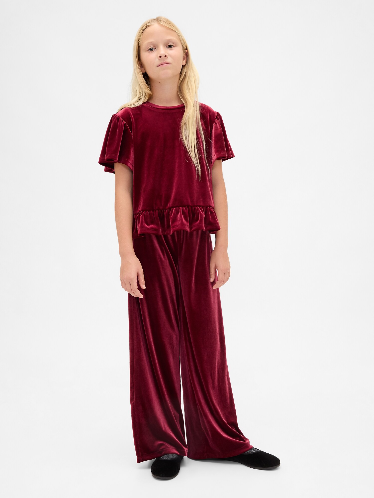 ベロア ペプラム トップス (キッズ)-3