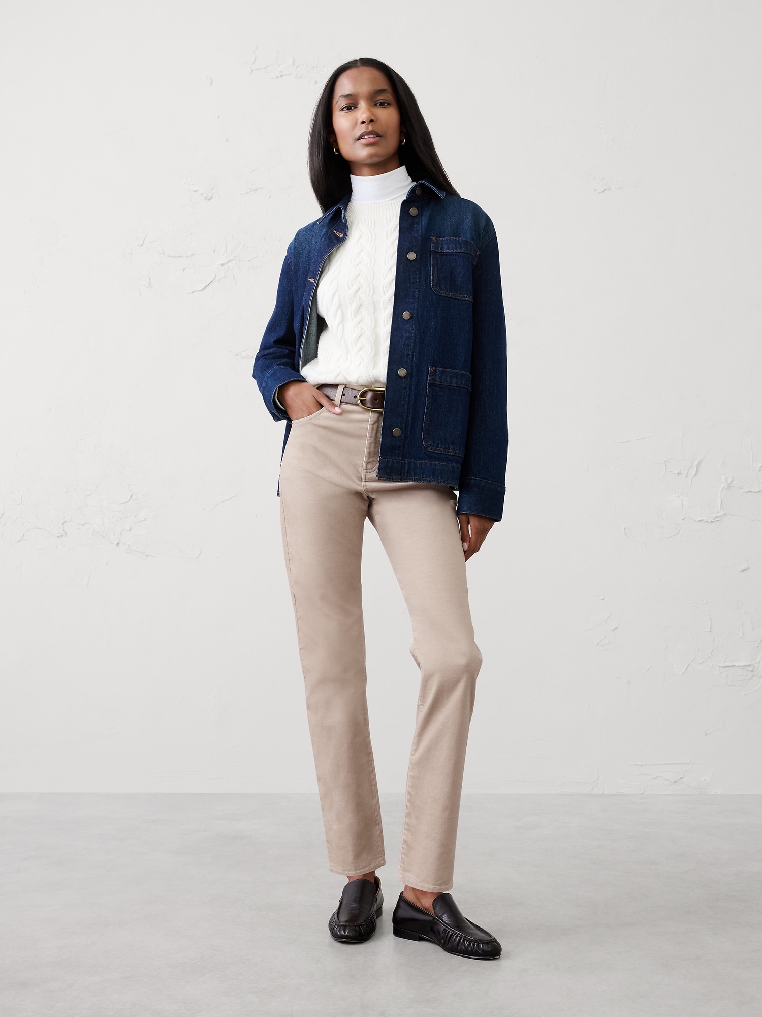 Slim High-Rise Velvet Pants