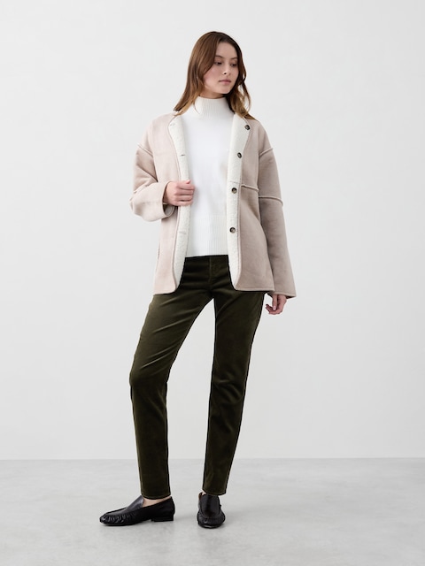 Slim High-Rise Velvet Pants
