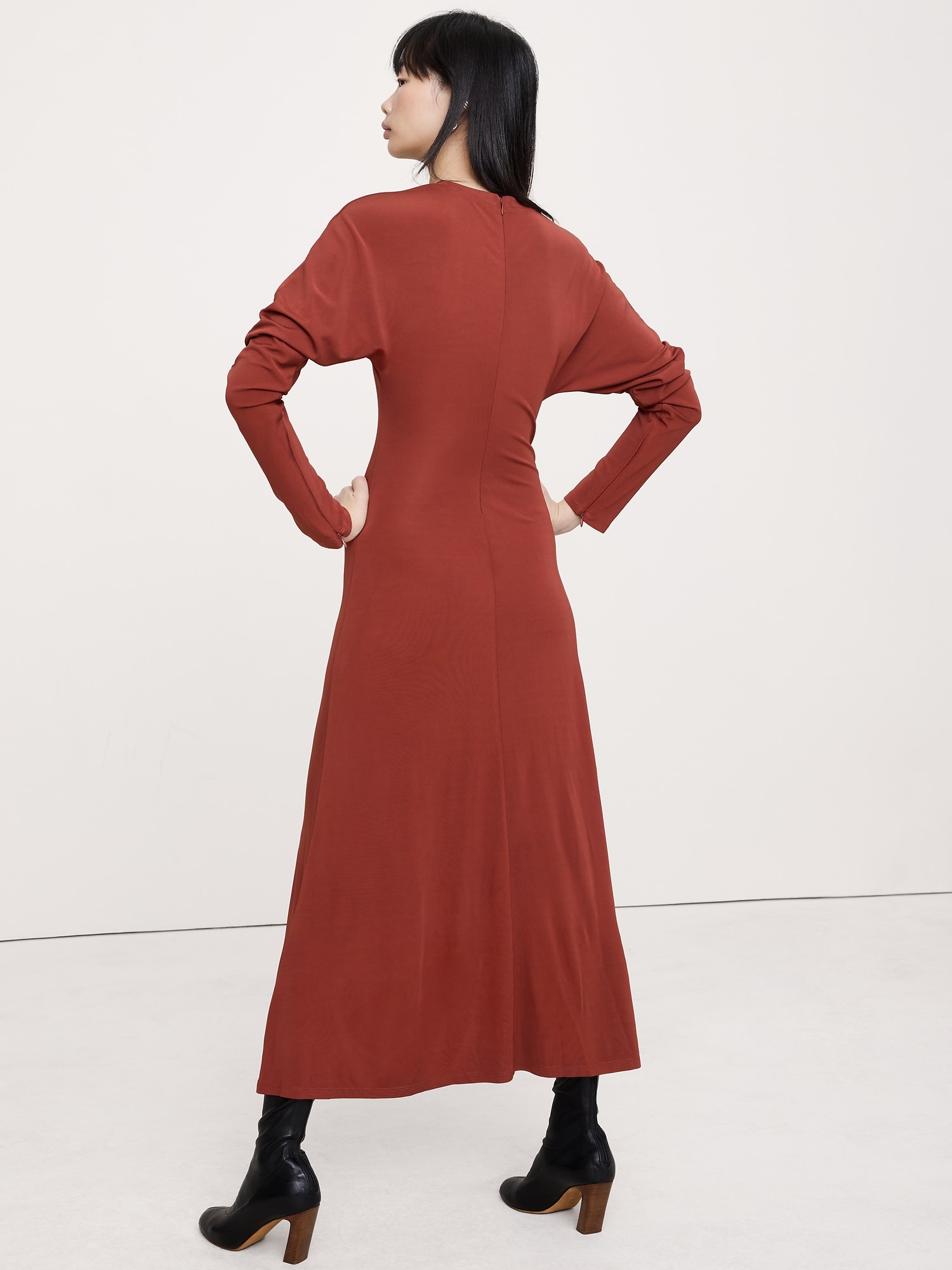 マット ジャージー ミディドレス-1 マット ジャージー ミディドレス-1