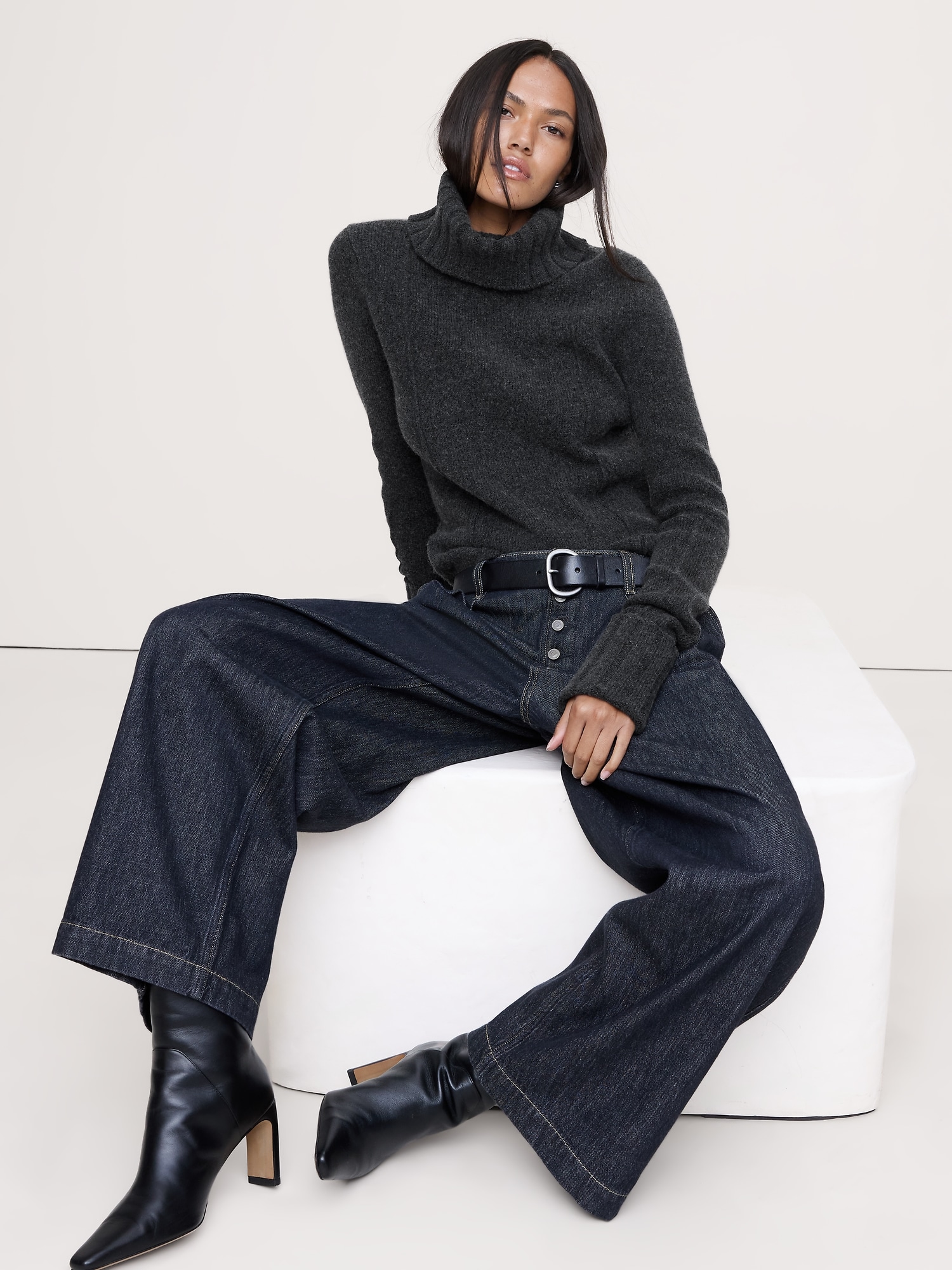 Merino-Cotton Turtleneck Sweater