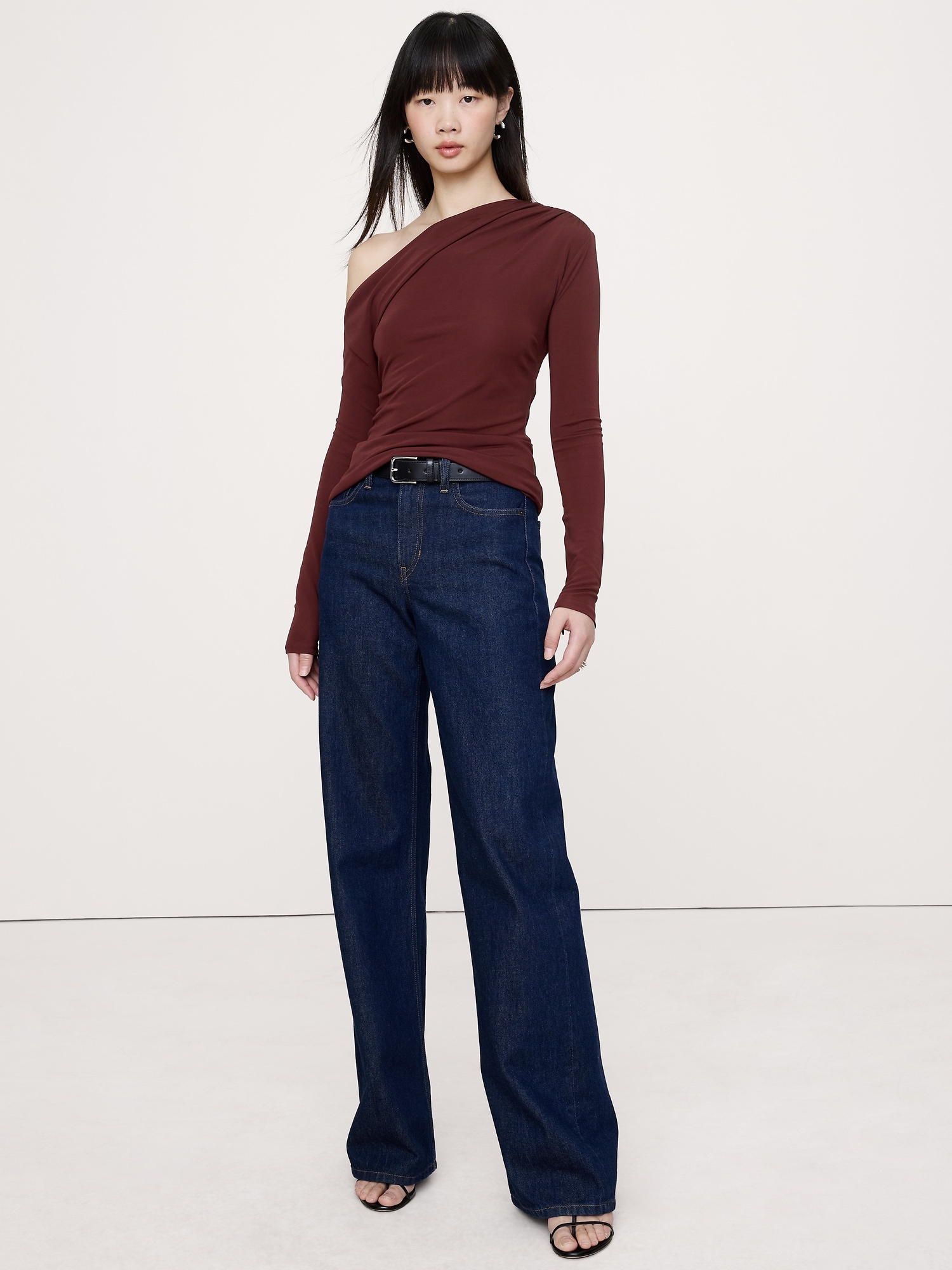 HAUT À MANCHES LONGUES ET À TORSADE EN JERSEY MAT