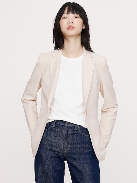 BLAZER ÉTROIT EN TISSU URBAIN EXTENSIBLE - Blanc