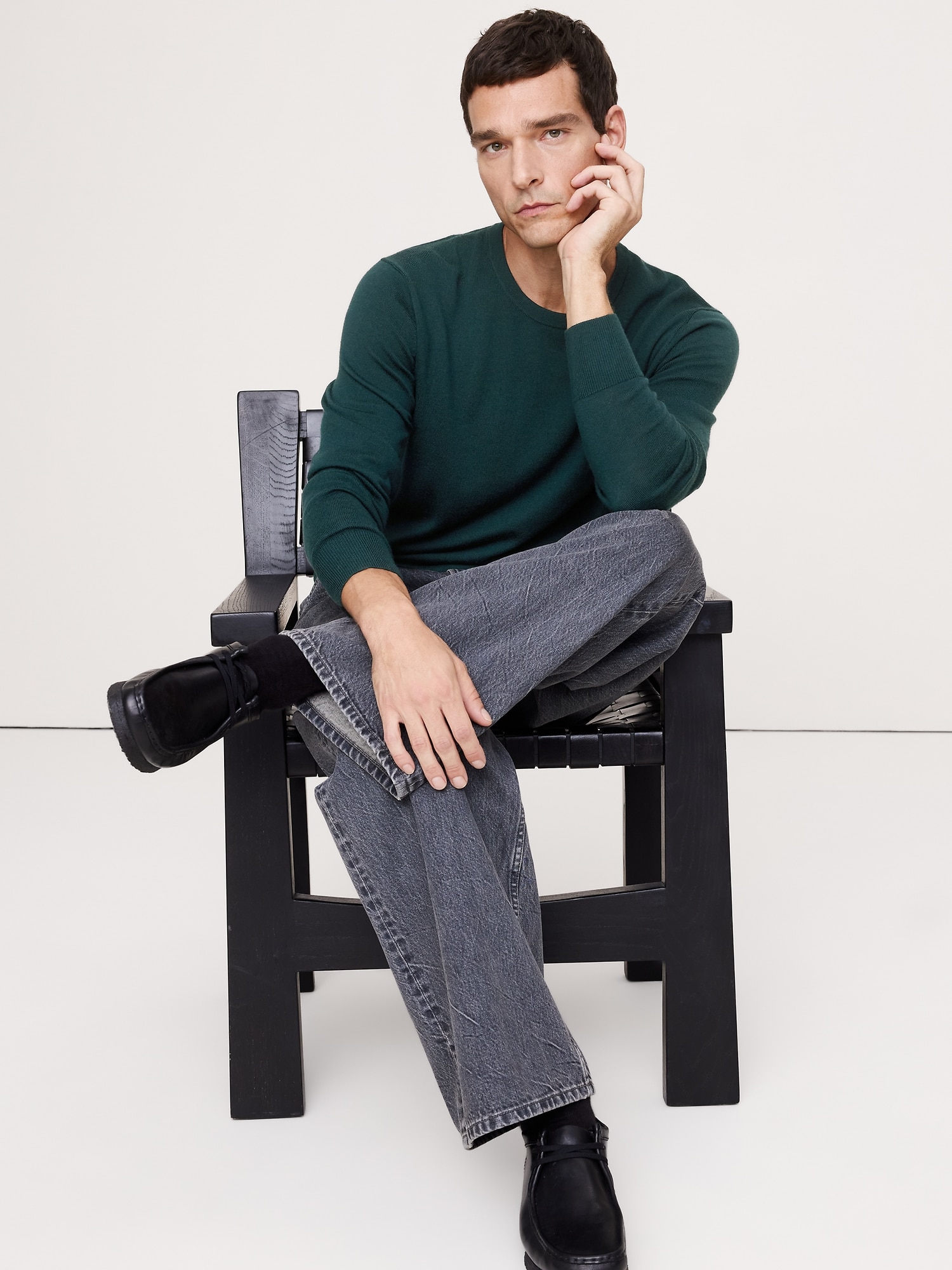 メリノ クルーネックセーター'-0