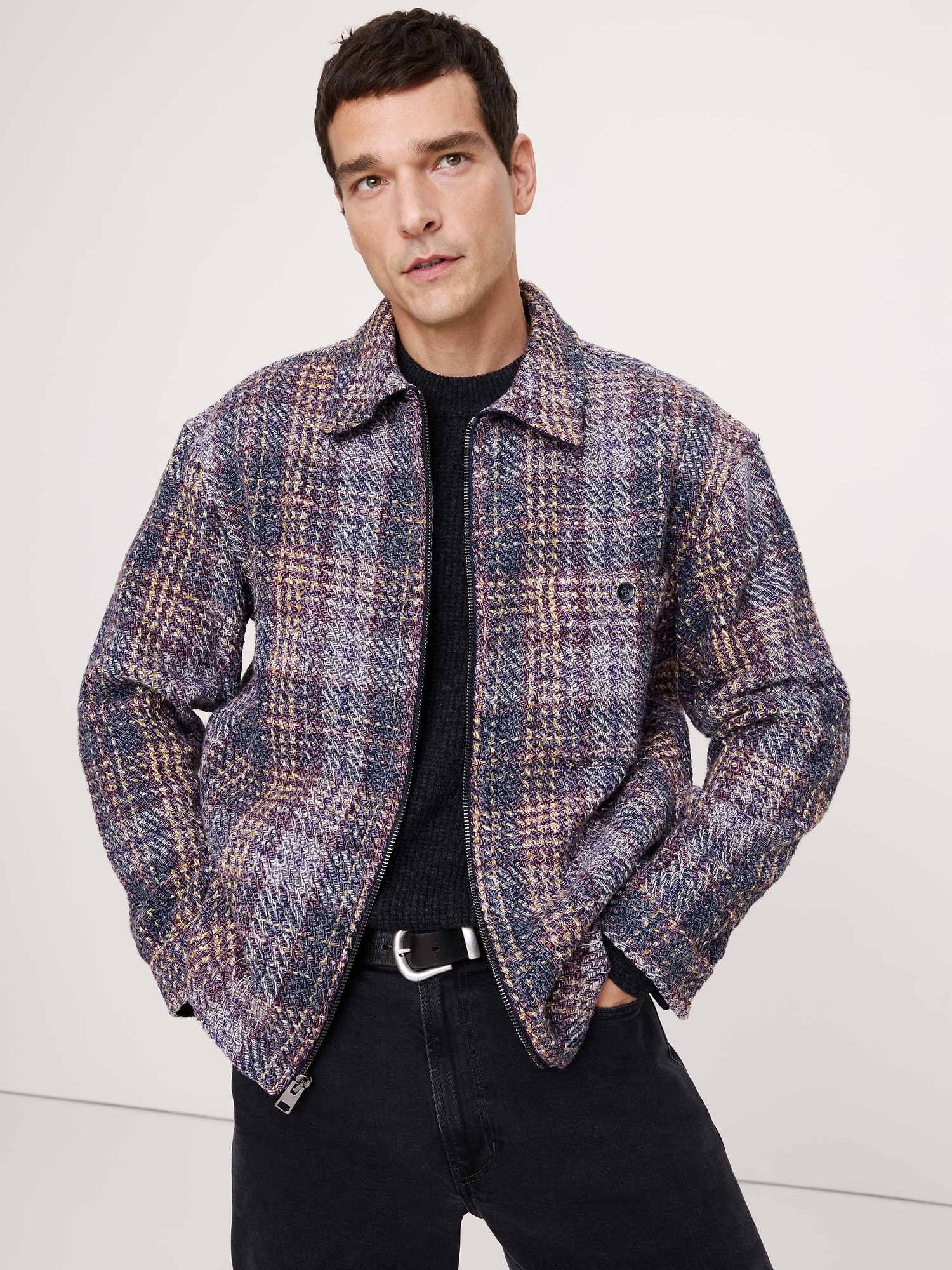 Relaxed-Fit Plaid Garage Jacket