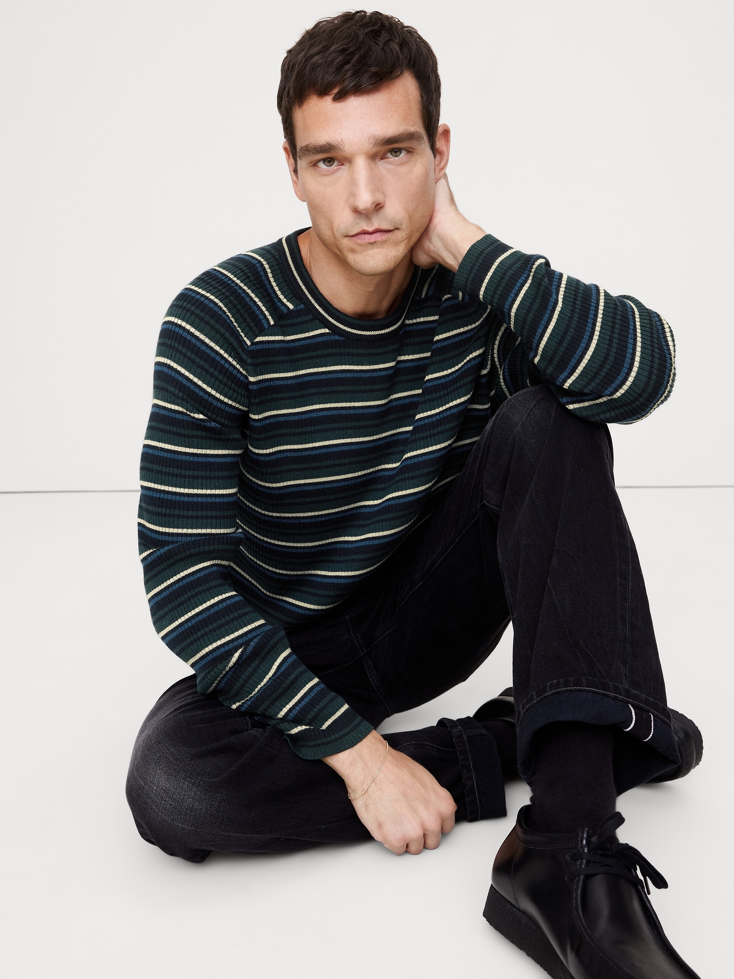 CHANDAIL AJUSTÉ EN LAINE MÉRINOS CÔTELÉE