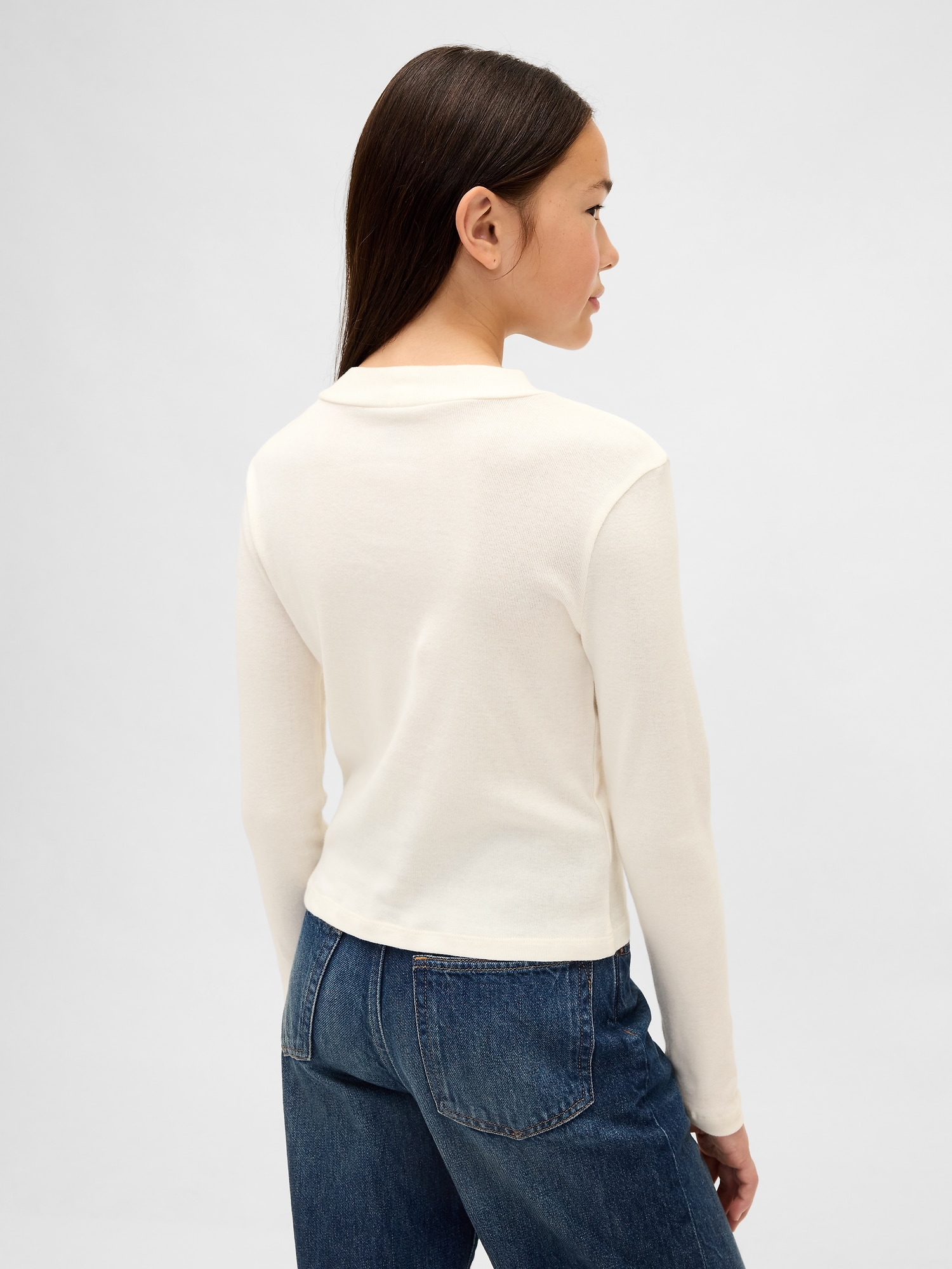 リブ モックネック Tシャツ (キッズ)-2