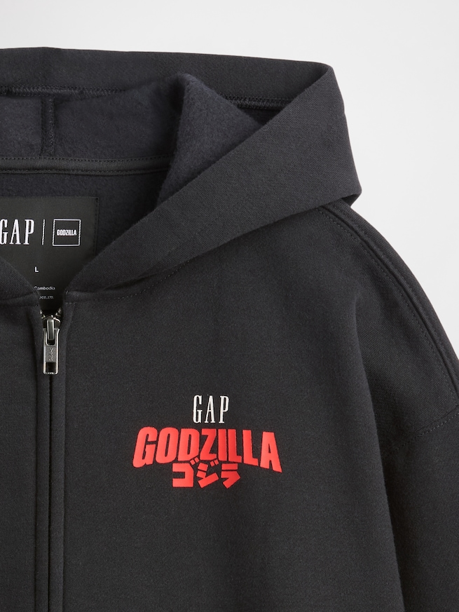ゴジラ ビンテージソフトグラフィック GAPロゴ ジップアップパーカー (キッズ)-4