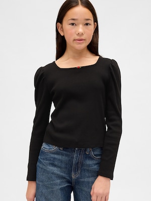 リブ パフスリーブトップス (キッズ)