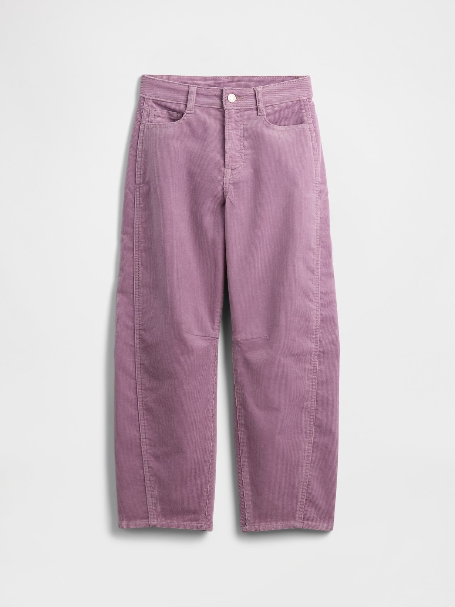 Kids High Rise Seamed Corduroy Barrel Pants