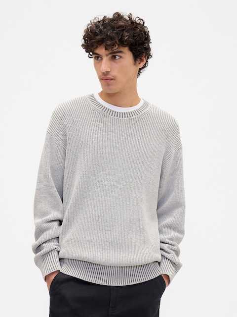 Relaxed Plaited Crewneck Sweater