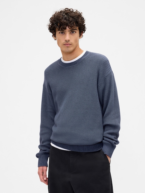 Relaxed Plaited Crewneck Sweater