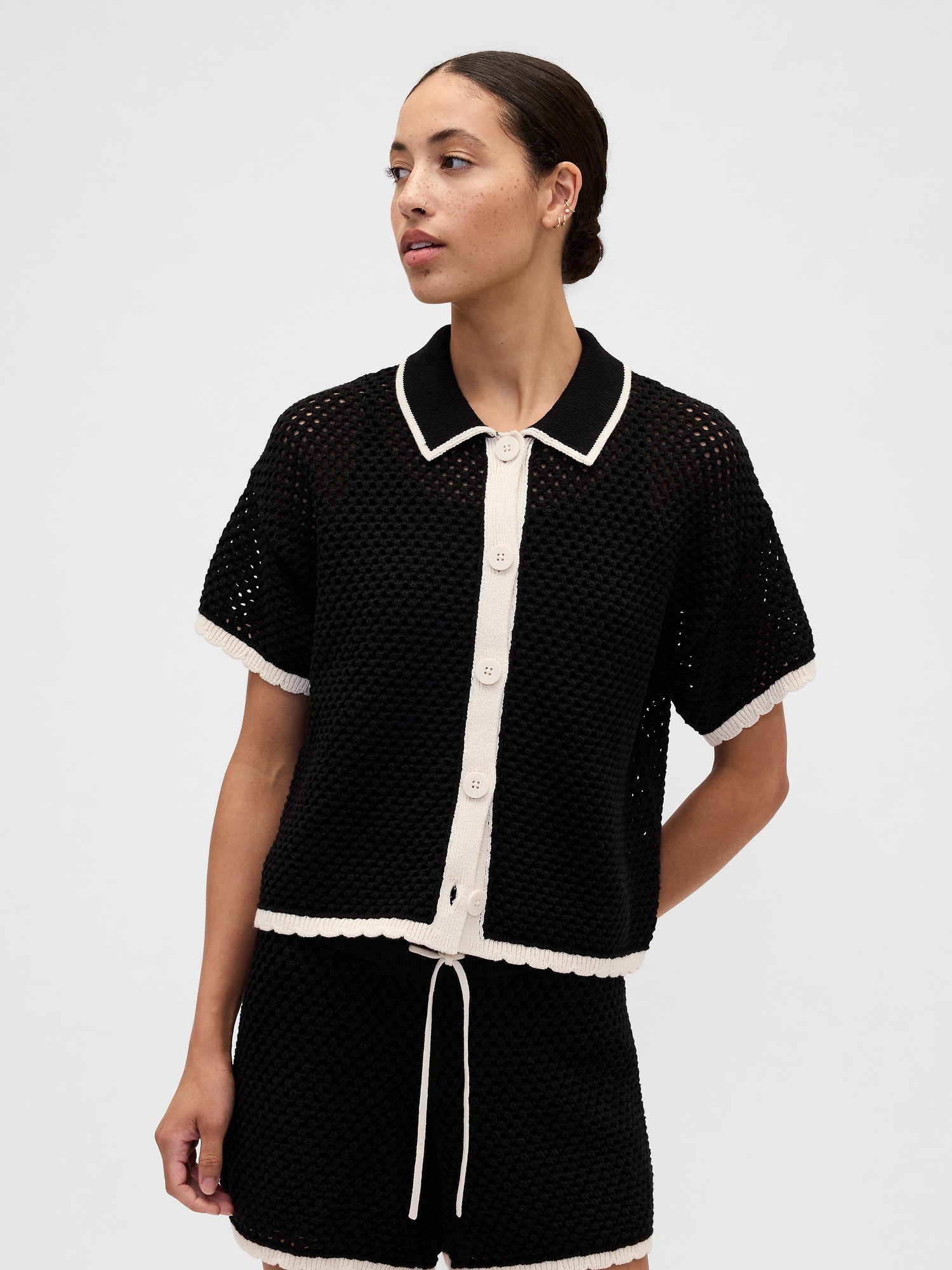 Relaxed Crochet Sweater Shirt