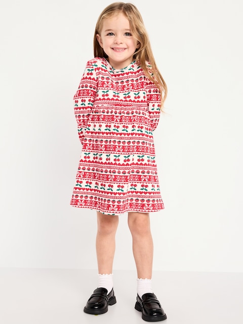 ROBE EN TRICOT GAUFRÉ À MANCHES LONGUES POUR TOUTE-PETITE FILLE