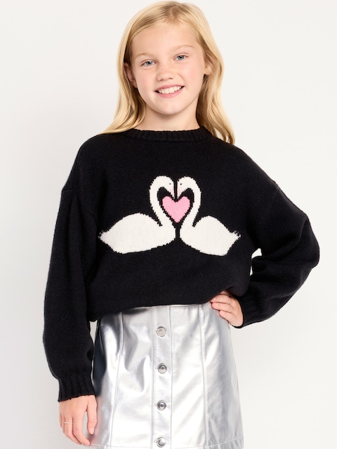 Oversized Valentine's Day Graphic Sweater for Girls