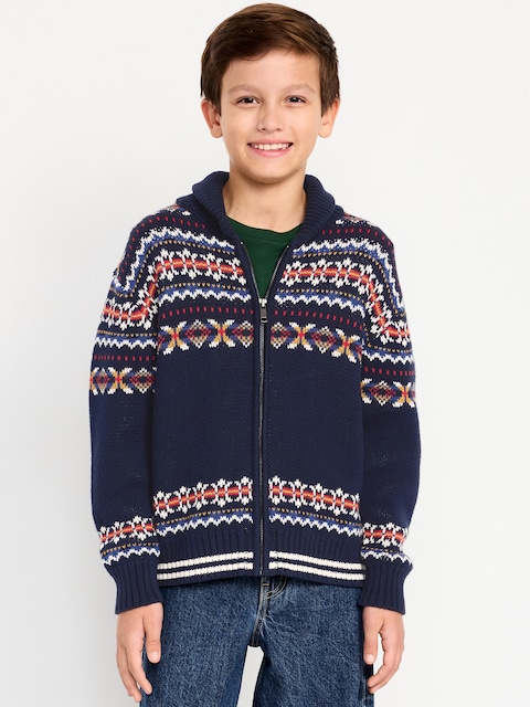 CHANDAIL SURDIMENSIONNÉ À COL CHÂLE À GLISSIÈRE POUR GARÇON