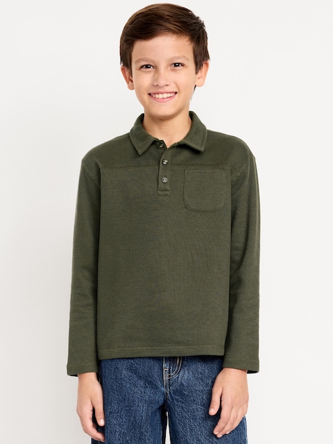 Long-Sleeve Cozy-Knit Polo Sweater for Boys