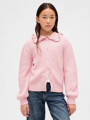 ラッフルフリルカラー カーディガン (キッズ)