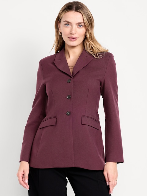 Fitted Button-Front Blazer